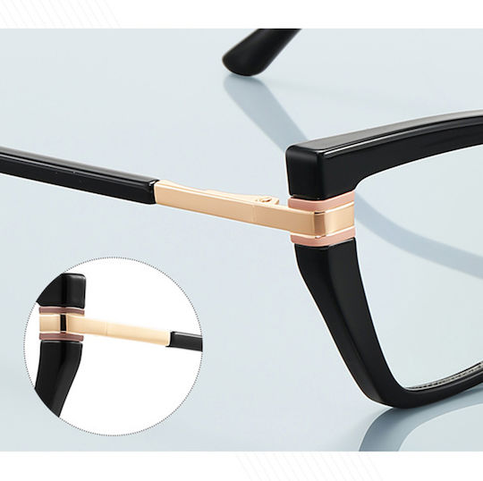 Techsuit Anti-Blue Light Glasses Reflex PC 2269 Women Oversized TR90 & Metal Frame AC Lens Black