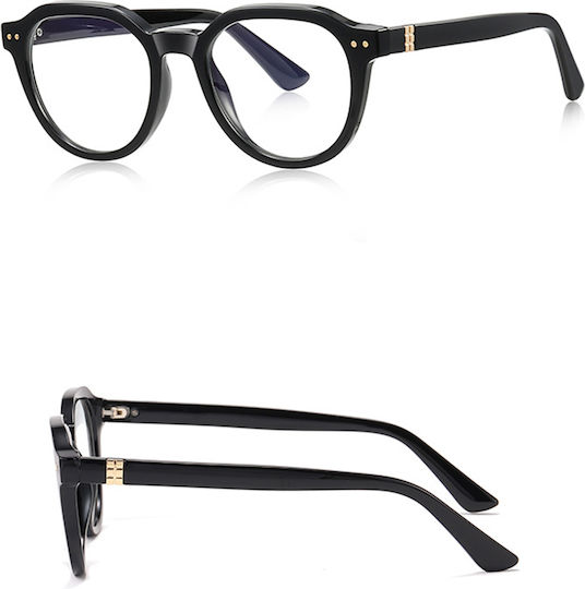 Techsuit Anti-Blue Light Glasses Reflex PC 2228 Men Round TR90 & Metal Frame AC Lens Black