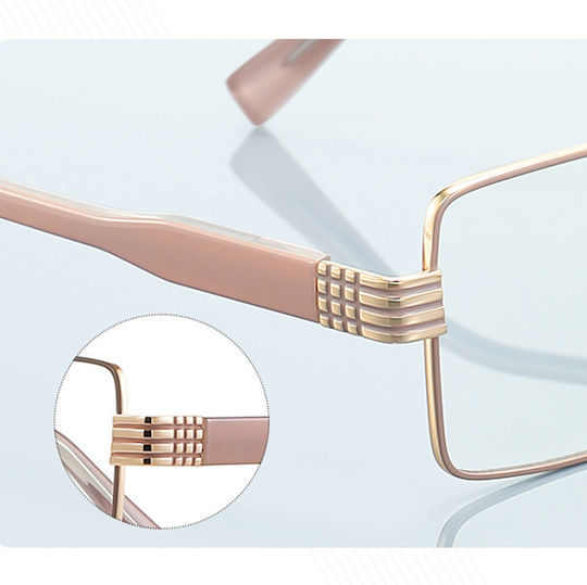 Techsuit Anti-Blue Light Glasses Reflex PC 3160 Women Rectangle Metal Frame AC Lens Rose Gold