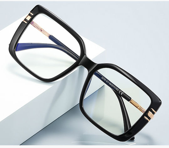 Techsuit Anti-Blue Light Glasses Reflex PC 2270 Women Oversized TR90 & Metal Frame AC Lens Black