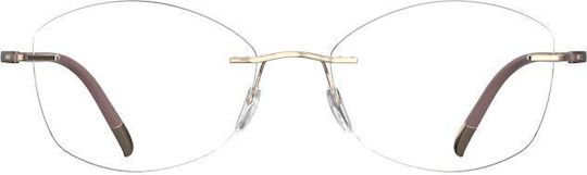 Silhouette Damen Metallischer Brillengestell Schmetterling Gold 5540 IN 3530