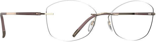 Silhouette Damen Metallischer Brillengestell Schmetterling Gold 5540 IN 3530