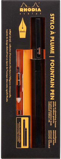 Rhodia Kaweco Fountain Pen Extra Fine Black Aluminum with Black Ink