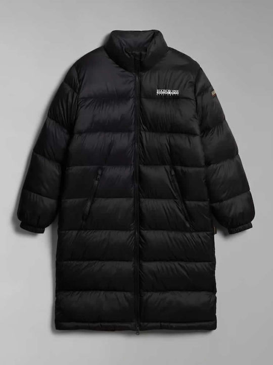 A-box Women's Long Puffer Jacket for Winter Black