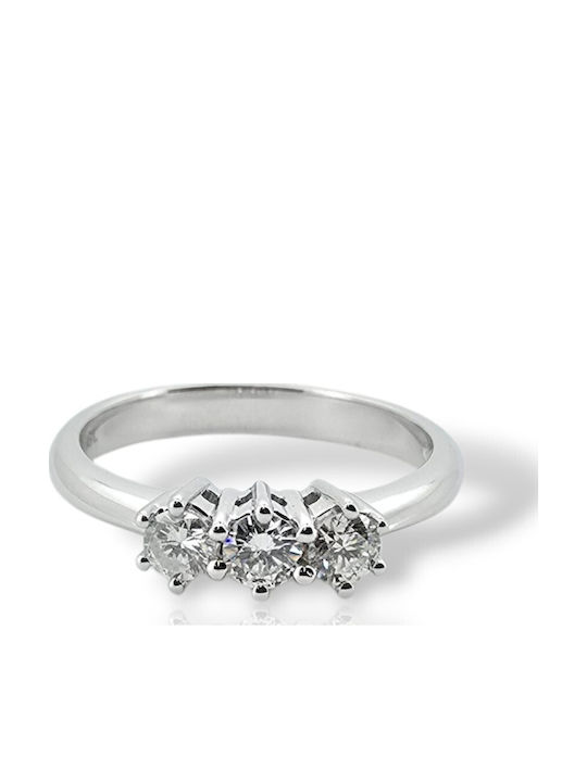 Mentzos Ring with Diamond made of White gold 18K