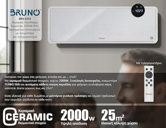 Bruno Ceramic Fan Heater Room Wall White 2000W
