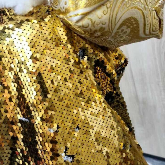 Διακοσμητικός Άι Βασίλης Χρυσός Υφασμάτινος
