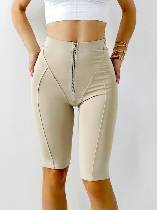 Training Damen Leggings Shorts Beige