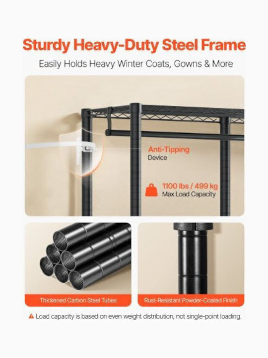 Vevor Floor Garment Rack made of Metal Gray 194x40x193cm