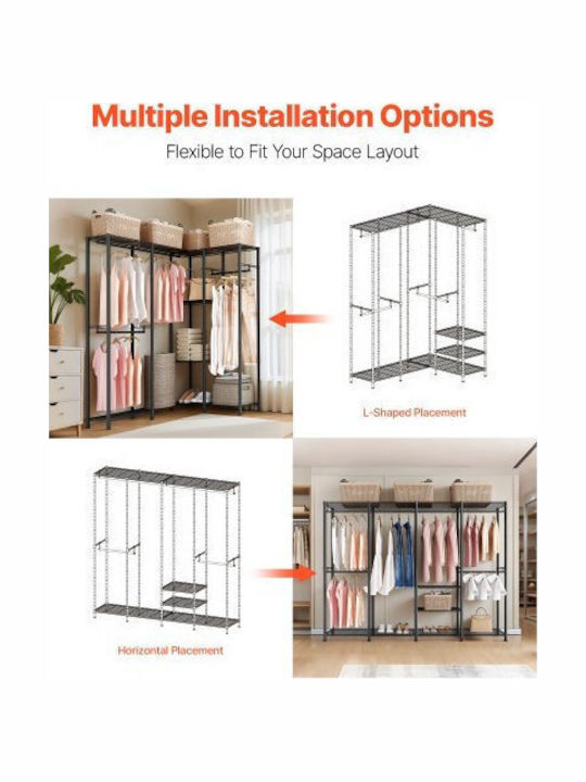 Vevor Floor Garment Rack made of Metal Gray 194x40x193cm