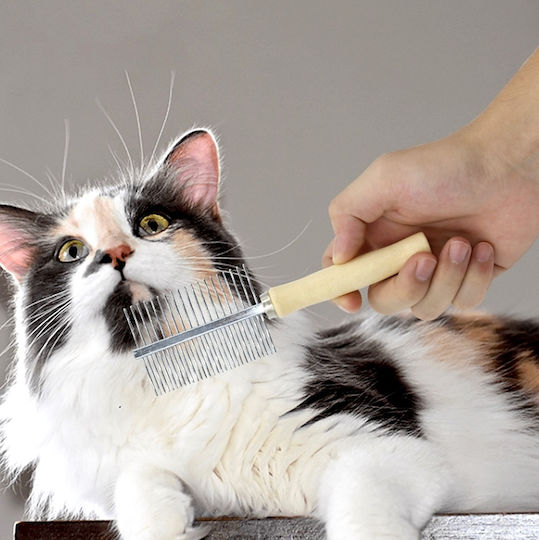 Grooming of pets Comb Medium for Long-Haired Dogs Double Sided for Coat Cleaning Black