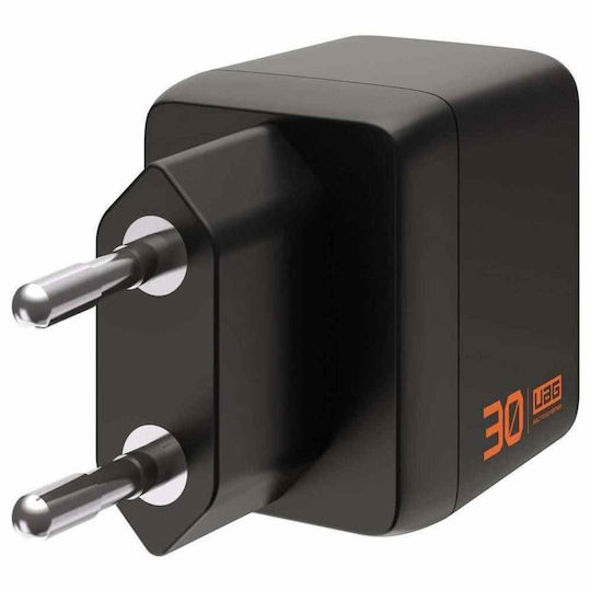 UAG Charger Without Cable GaN with USB-A Port and USB-C Port 30W Power Delivery Black/Orange (SRGE)