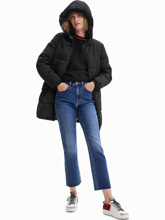 Kalmar Women's Long Puffer Jacket for Winter with Hood Black