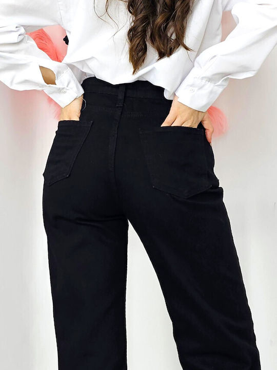 Ψηλόμεσο Γυναικείο Jean Παντελόνι σε Mom Εφαρμογή Black