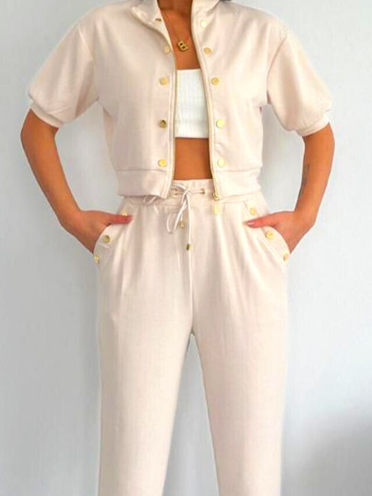 Femei Cream Set cu Pantaloni
