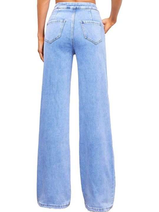 Hoch tailliert Damenjeans in Entspannter Passform Washed Blue