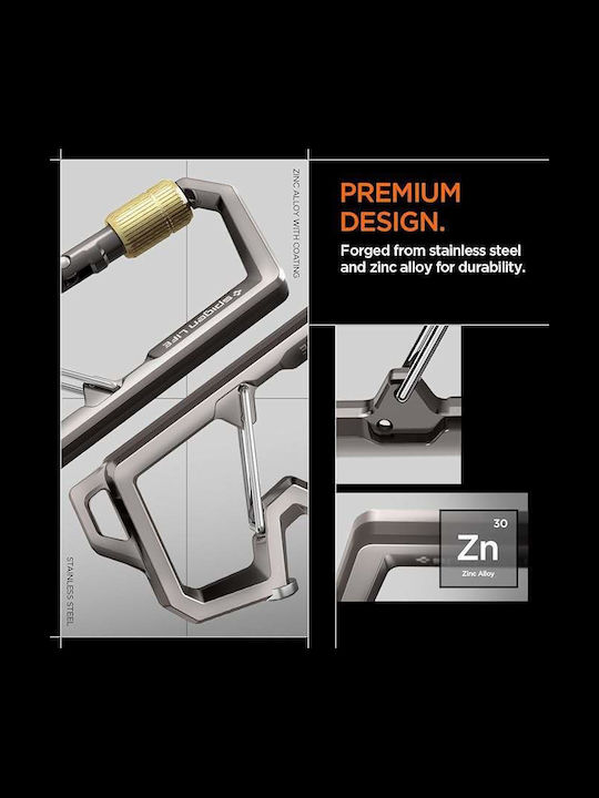 Spigen Sgp Carabiner Μπρελόκ Κλειδιά 2ης Γενιάς Ανοιχτήρι 1 Τεμ Γραφιτης Ahp08894