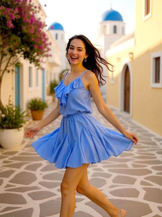 Σετ με Mini Φούστα Baby Blue