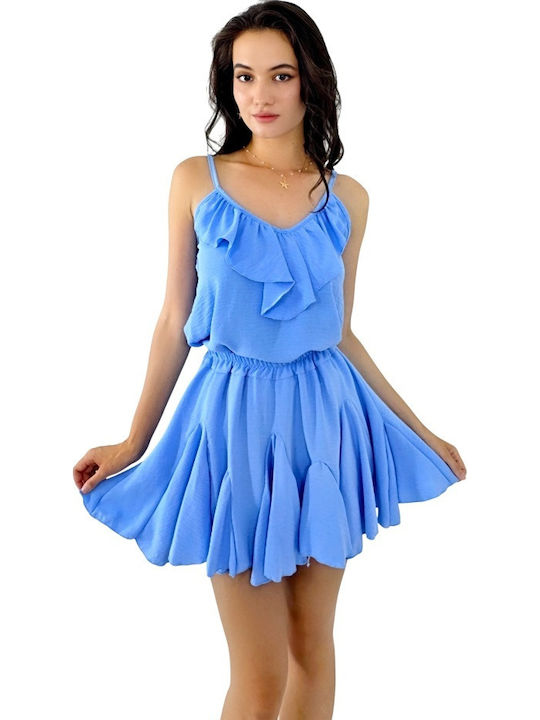 Σετ με Mini Φούστα Baby Blue
