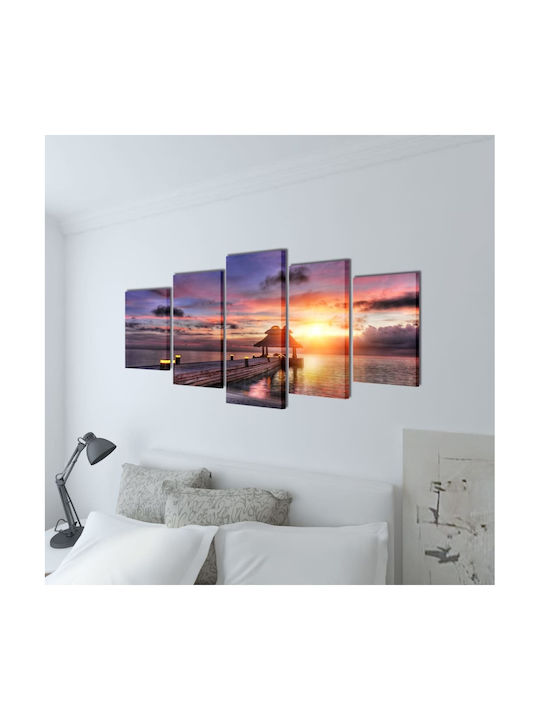 vidaXL Fivefold Painting on Canvas 100x50cm