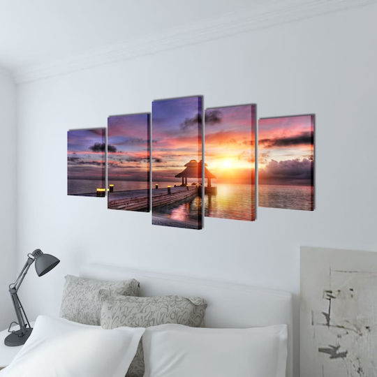 vidaXL Fünffach Gemälde auf Leinwand 100x50cm