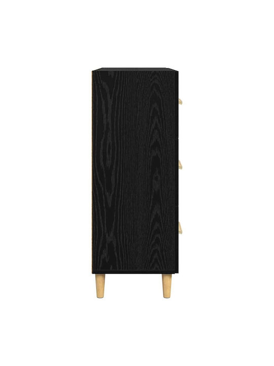 Sideboard Wooden with Drawers Black Oak 34x69.5x90cm