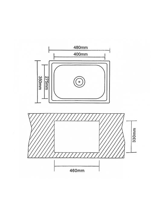 Inter Ceramic Ένθετος Νεροχύτης Inox Μ48xΠ35cm Ασημί