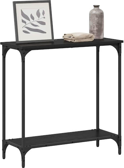 Console Table Wood & Metal Black Oak L75xW30.5xH75cm