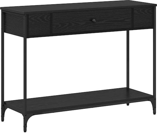 Metal Console Table Black Oak L100xW34.5xH75cm Metal Console Table Black Oak L100xW34.5xH75cm
