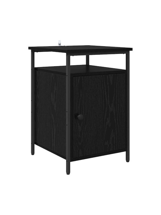Wooden Bedside Table with Metal Legs Processed Wood 40x42x60cm