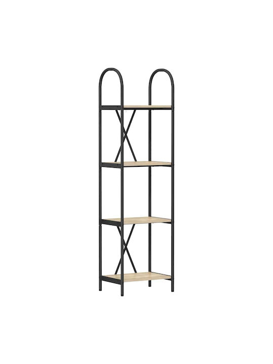 Floor-standing Living Room Display Cabinet made of Wood & Metal with Glass Sonoma Oak 40x30x146cm