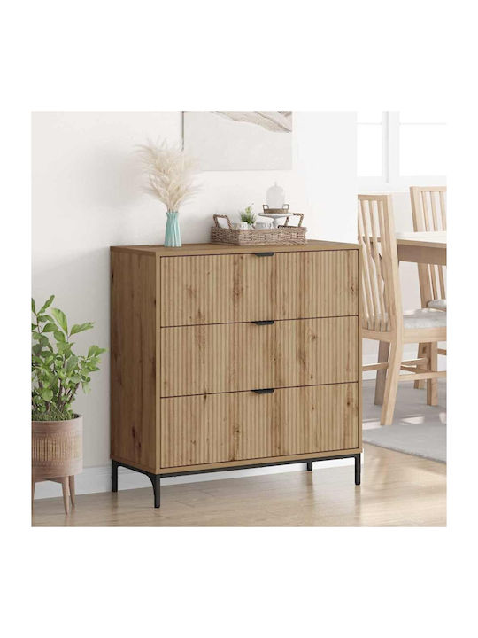 Wooden Chest of Drawers with 3 Drawers Oaks 79.5x33x82cm