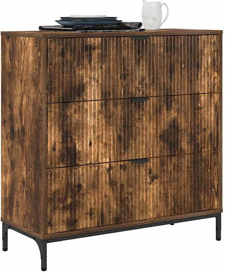 Wooden Chest of Drawers with 3 Drawers Smoked Oak 79.5x33x82cm