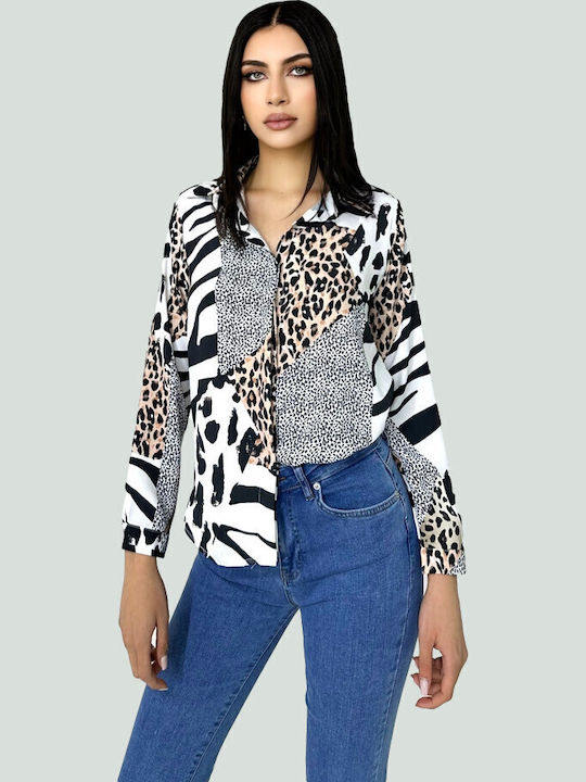 Μακρυμάνικο Γυναικείο Πουκάμισο Animal Print
