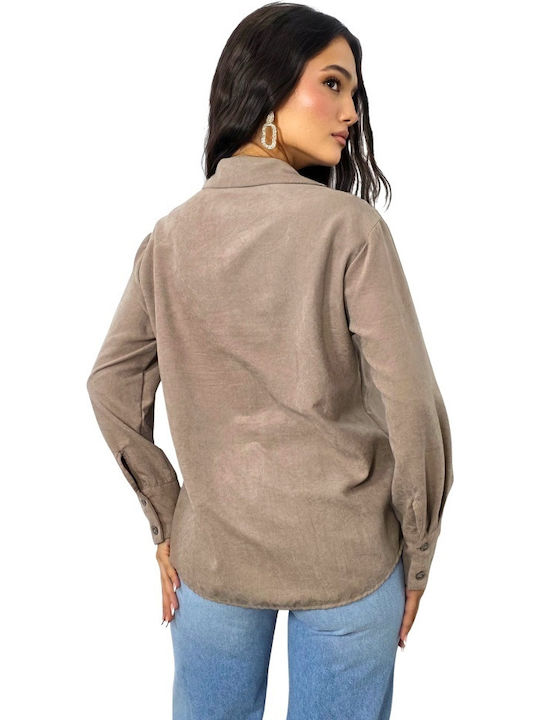 Women's Monochrome Long Sleeve Shirt Beige