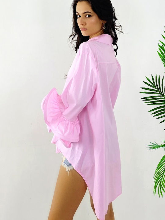Μακρυμάνικο Γυναικείο Πουκάμισο Pink