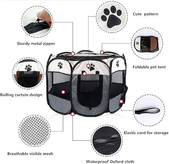 Foldable Fabric Dog Park 74x74x43cm Black