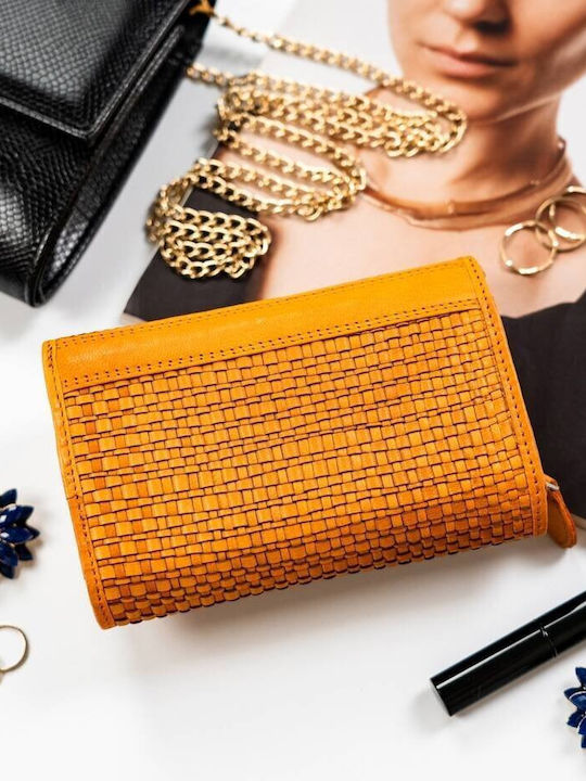 Groß Leder Damen Geldbörse mit RFID Orange