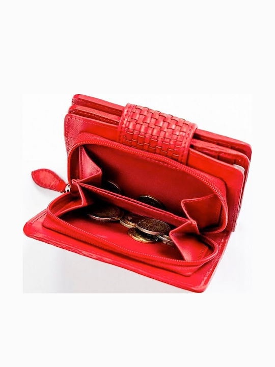 Große Leder Damenbrieftasche mit RFID in Rot