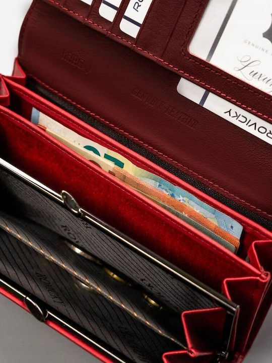 Large Leather Women's Wallet with RFID Red