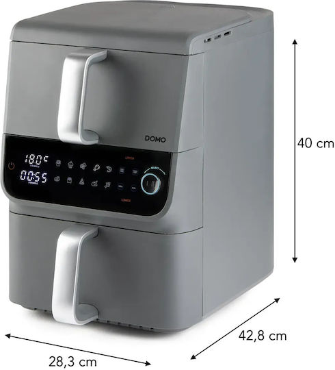 Domo Friteuză cu aer cu Wi-Fi & Coș Detașabil Dublu 10lt Gri DO549FR