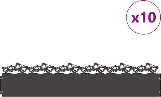 vidaXL Metal Garden Border in Black Color 1.03m x 22cm