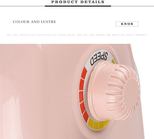 Nagelfräser Strom 20W Rosa mit Pedal mit 35000 Umdrehungen pro Minute