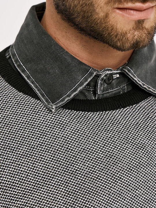 Langarm Herrenbluse Schwarz
