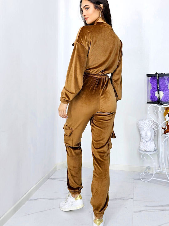 Damen Einteiler Anzug Brown