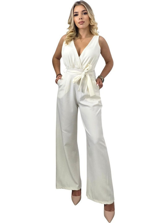 Women's Sleeveless One-piece Suit White