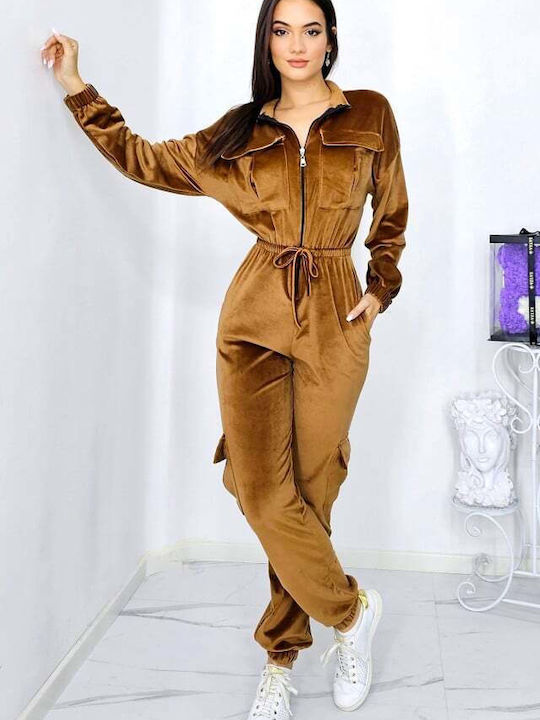 Damen Einteiler Anzug Brown