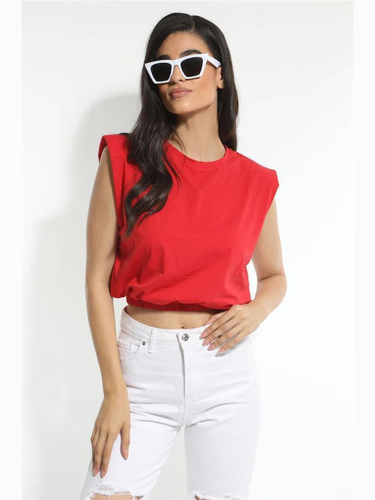 Women's Crop Top Sleeveless Red
