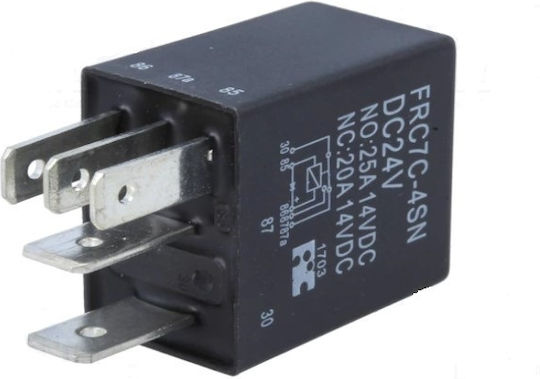 Реле Relay За Автомобил Spdt Ucoil 24v Dc 25a Frc7c-4sn Dc24v 5 Контакта