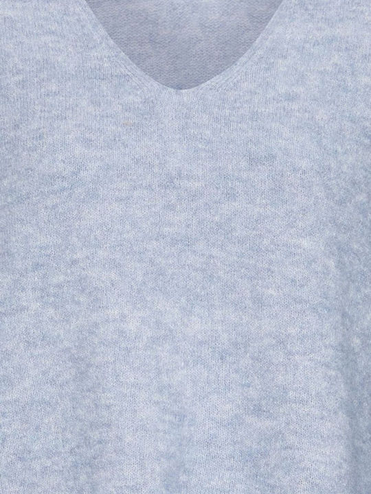 Damen Pullover mit V-Ausschnitt Light Blue